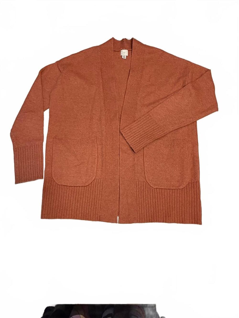 a new day Women's Rust Orange Cardigan Sweater XS Cotton Blend Long Sleeve Open-